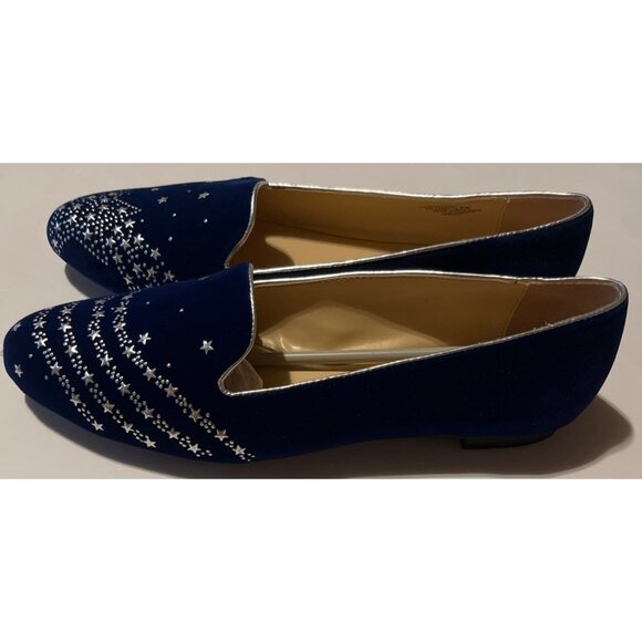 NWOB C. Wonder Cassandra Blue Velvet Star Flats Size 8W With Silver Details - Picture 4 of 10